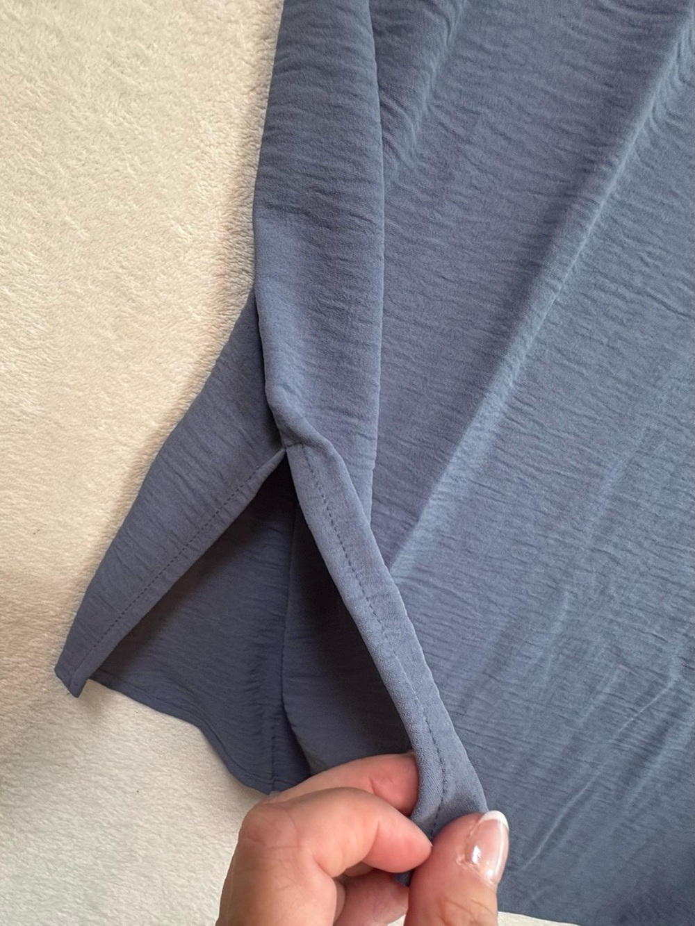 Adrianna Papell 1X Blue Flutter Sleeve Split Neck Blouse Crinkle Polyester Top - Picture 10 of 15